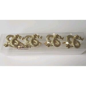 Gold Dragon Napkin Rings Set of 4 Gold Metal Lunar New Year